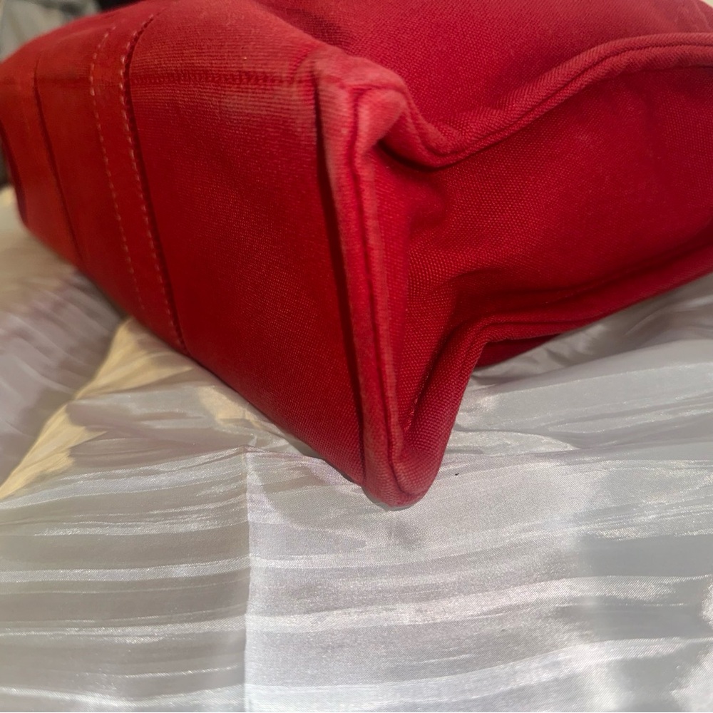 HERMES DEAUVILLE PM Red Canvas Tote Bag LIKE NEW CONDITION. Unisex. 22x30x8(HWD) - Picture 11 of 12
